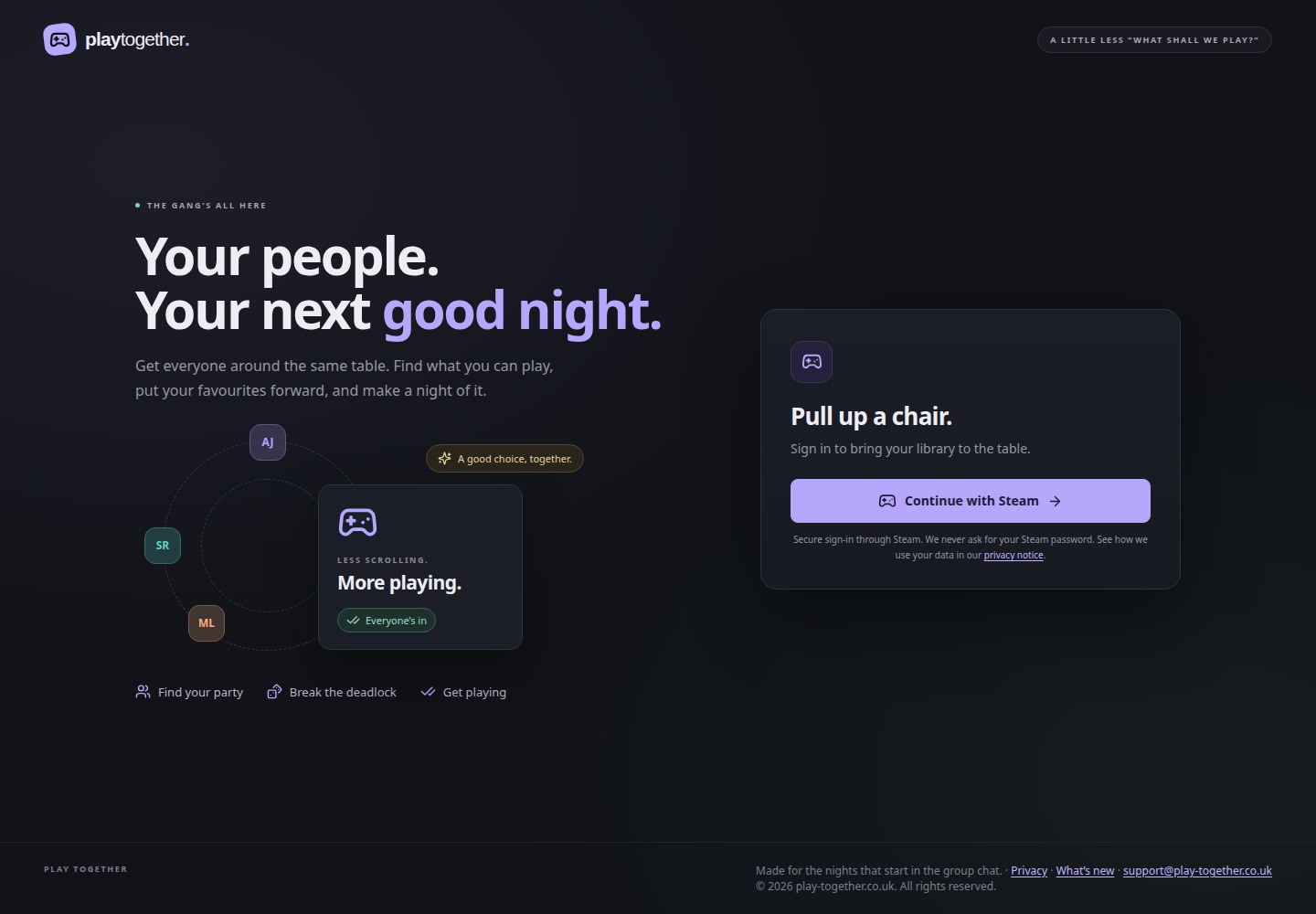 The live Play Together web application